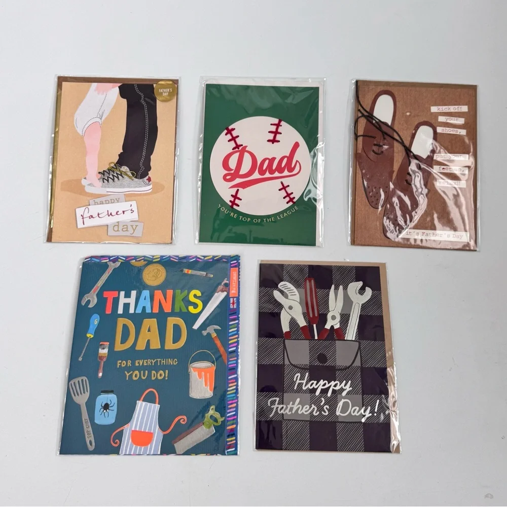 Set of 5 Fathers Day Greeting Cards and Envelopes